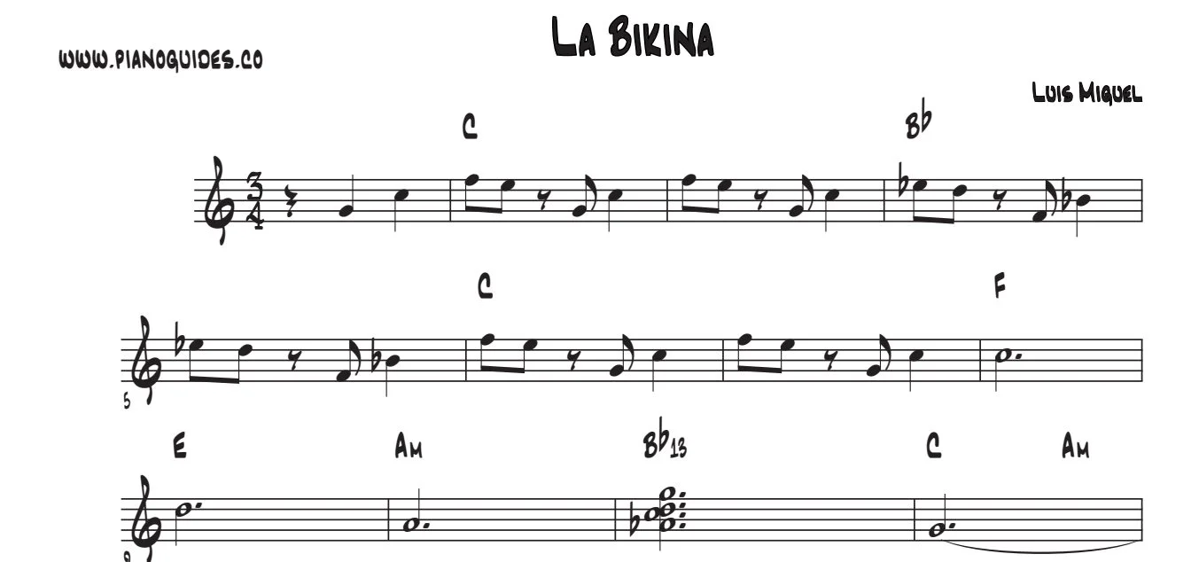 Título y primeras líneas de la guía de La Bikina