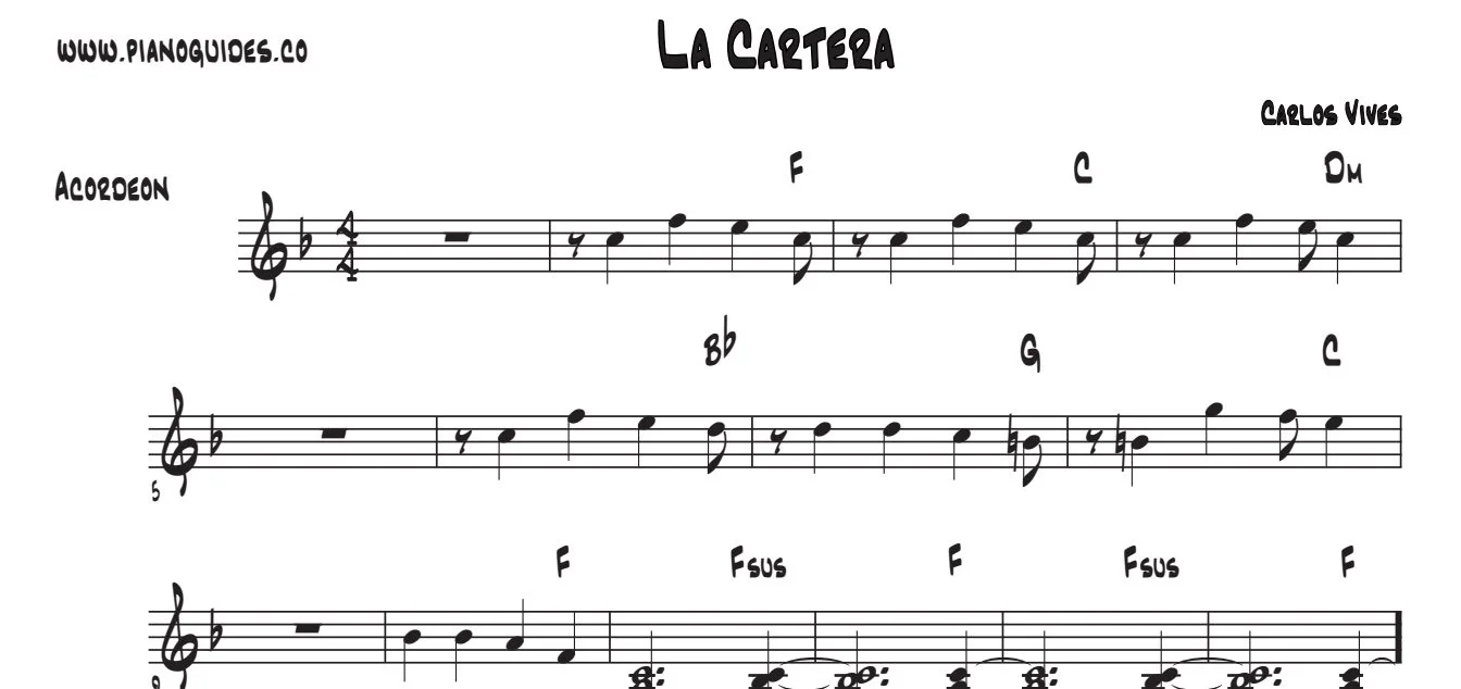 Título y primeras líneas de la guía de La Cartera