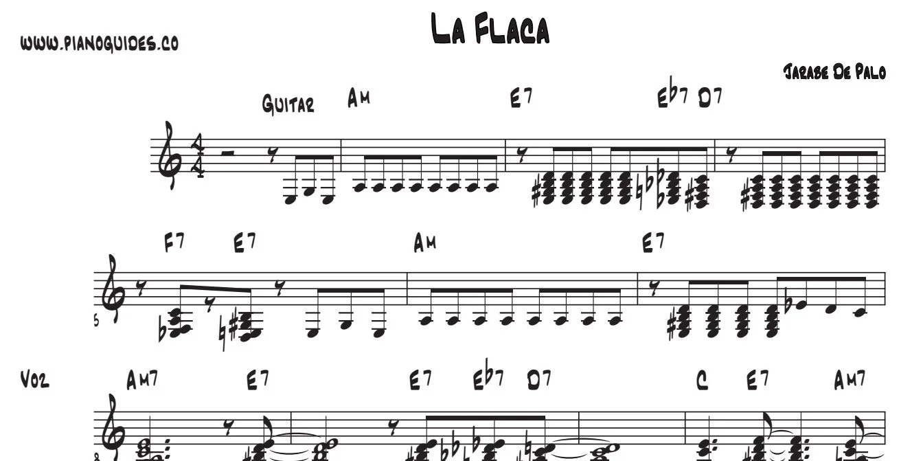 Título y primeras líneas de la guía de La Flaca