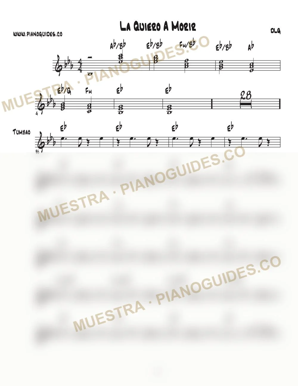 Primera página de la guía La Quiero A Morir