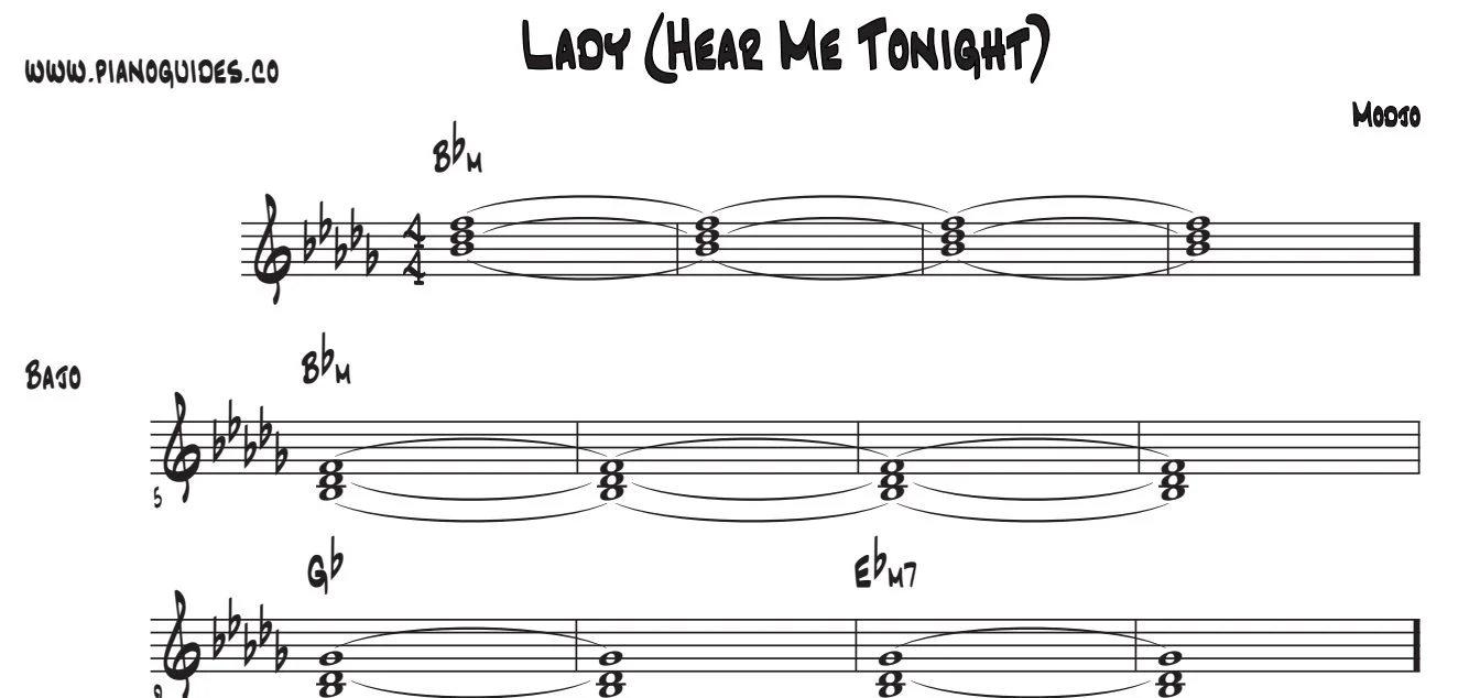 Título y primeras líneas de la guía de Lady (Hear Me Tonight)