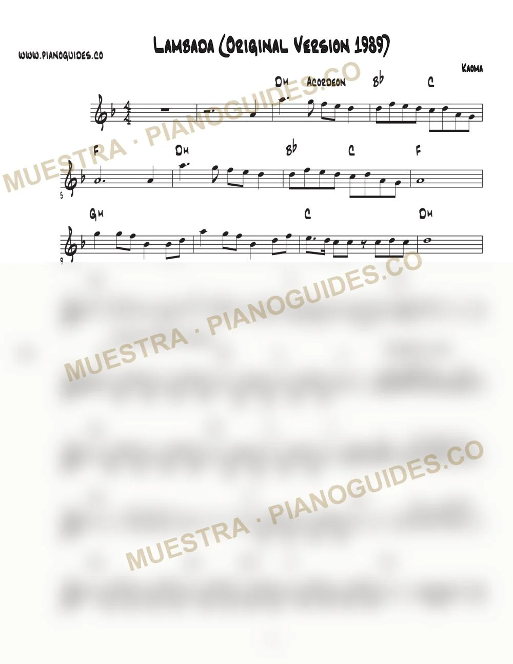 Primera página de la guía Lambada (Original Version)