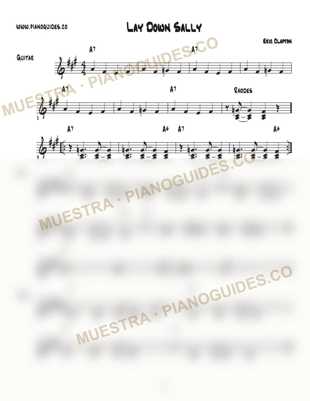 Primera página de la guía Lay Down Sally