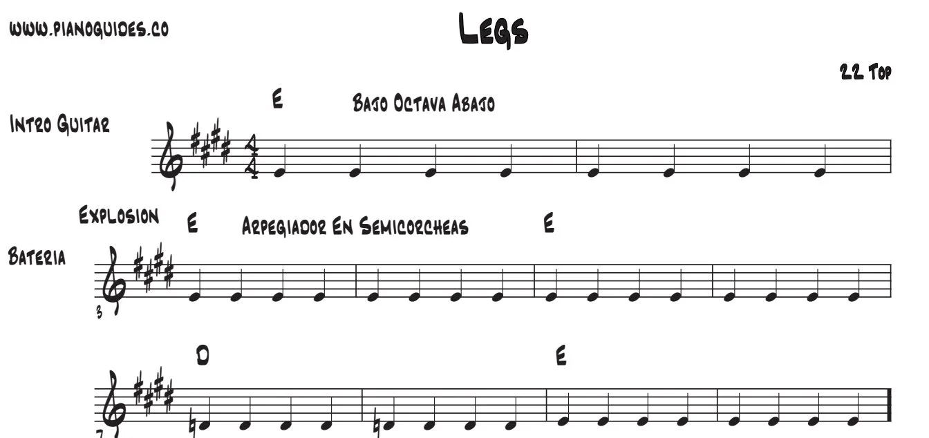 Título y primeras líneas de la guía de Legs