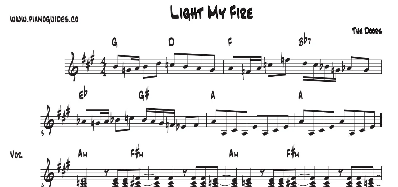Título y primeras líneas de la guía de Light My Fire