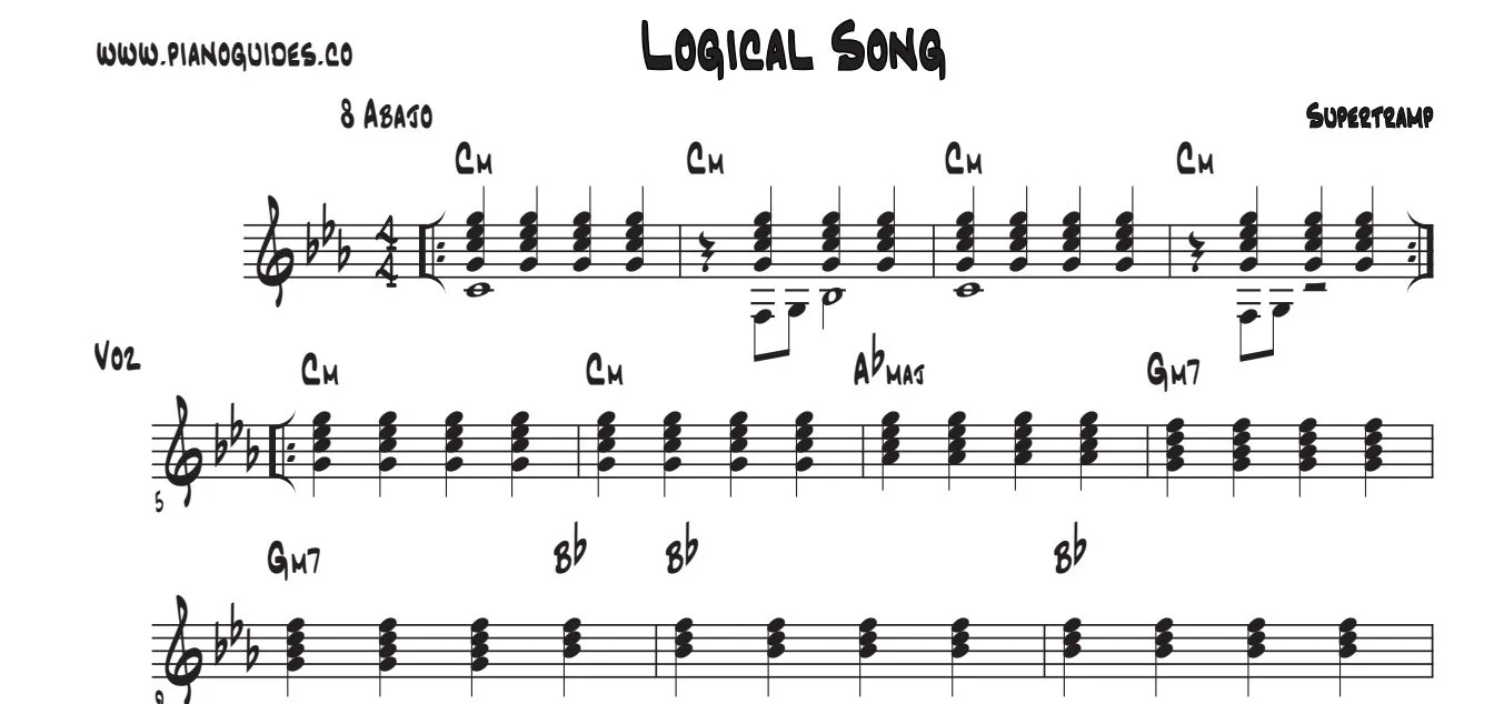 Título y primeras líneas de la guía de Logical Song