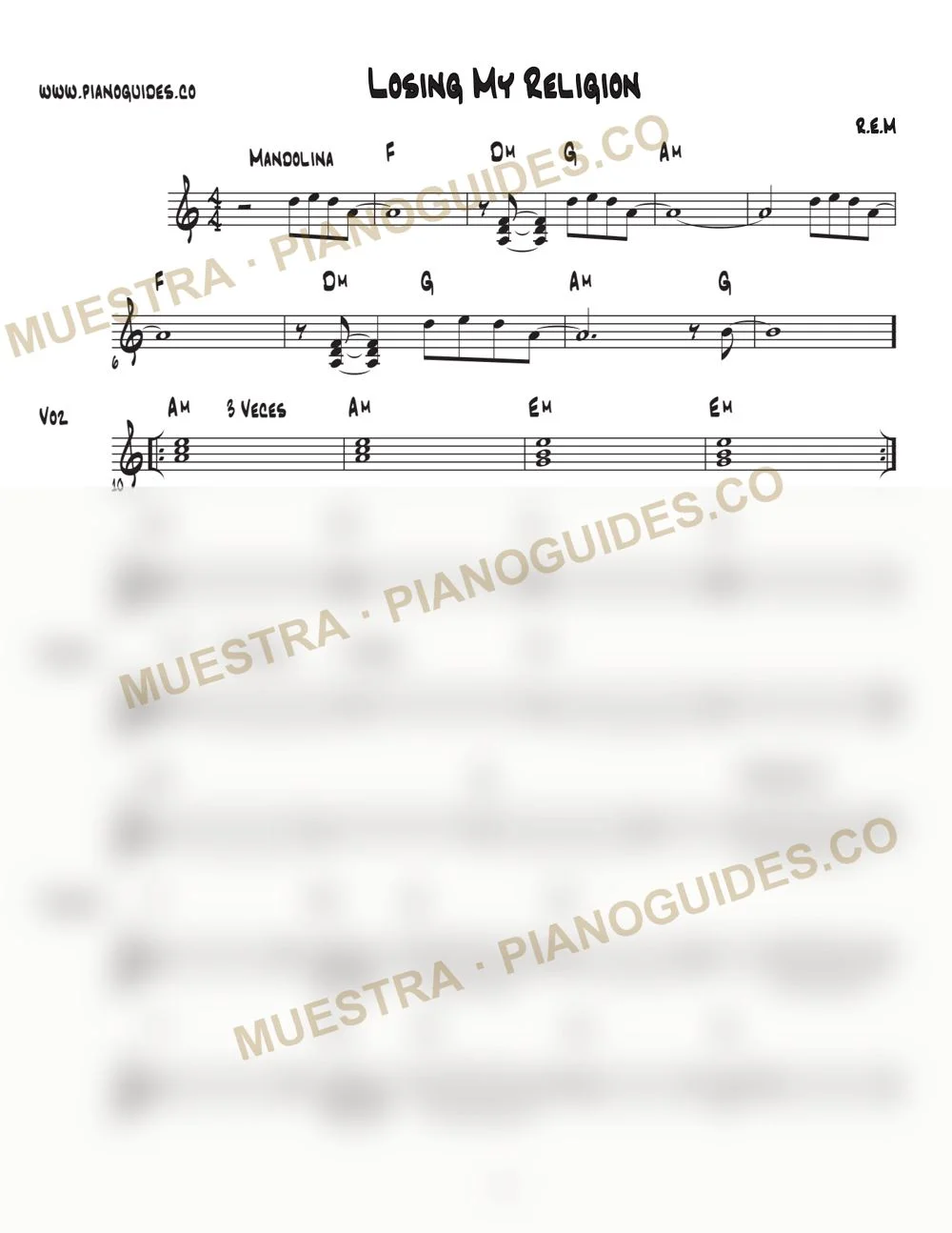 Primera página de la guía Losing My Religion