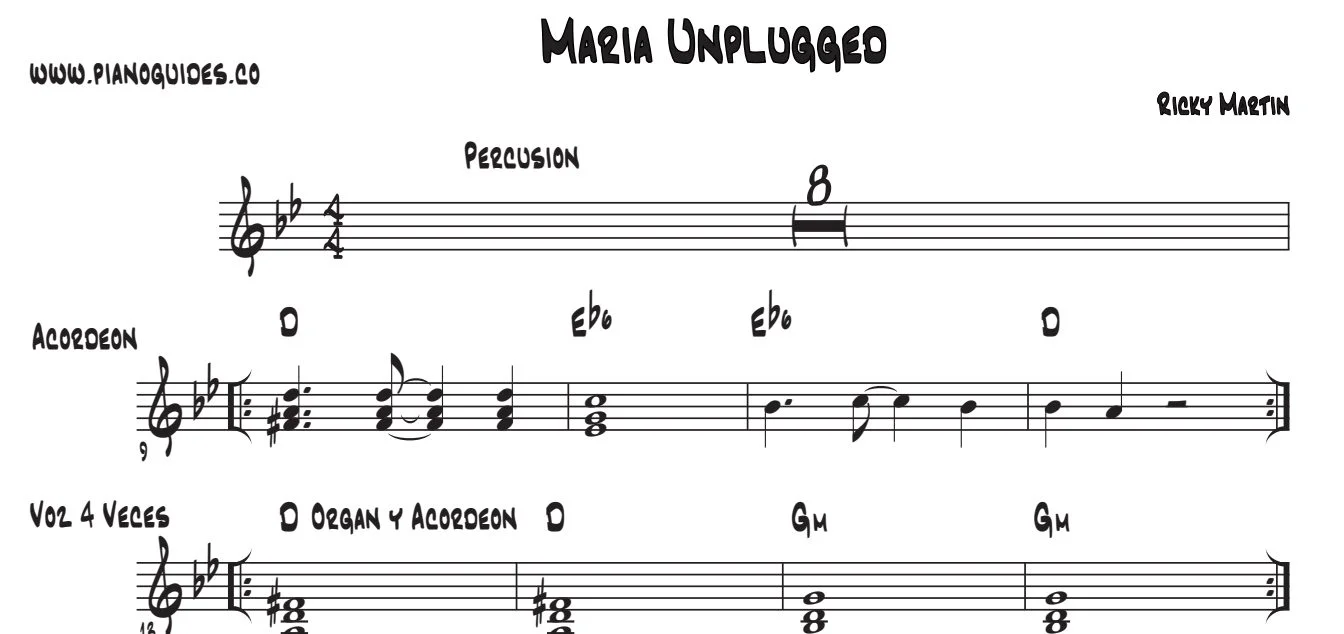 Título y primeras líneas de la guía de María (Unplugged)