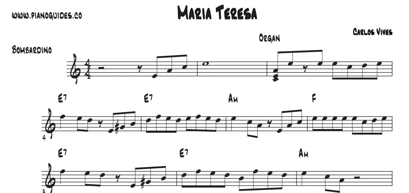 Título y primeras líneas de la guía de María Teresa