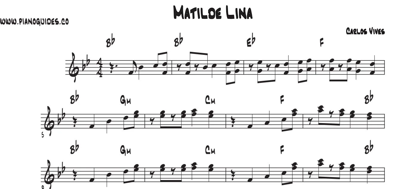 Título y primeras líneas de la guía de Matilde Lina