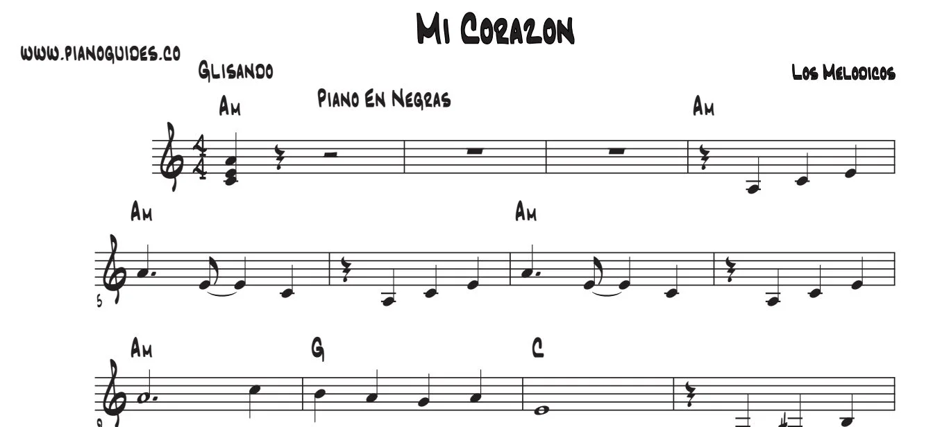 Título y primeras líneas de la guía de Mi Corazón