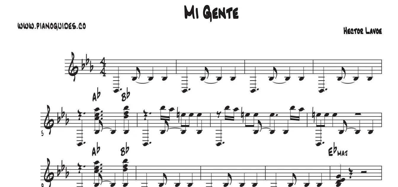 Título y primeras líneas de la guía de Mi Gente