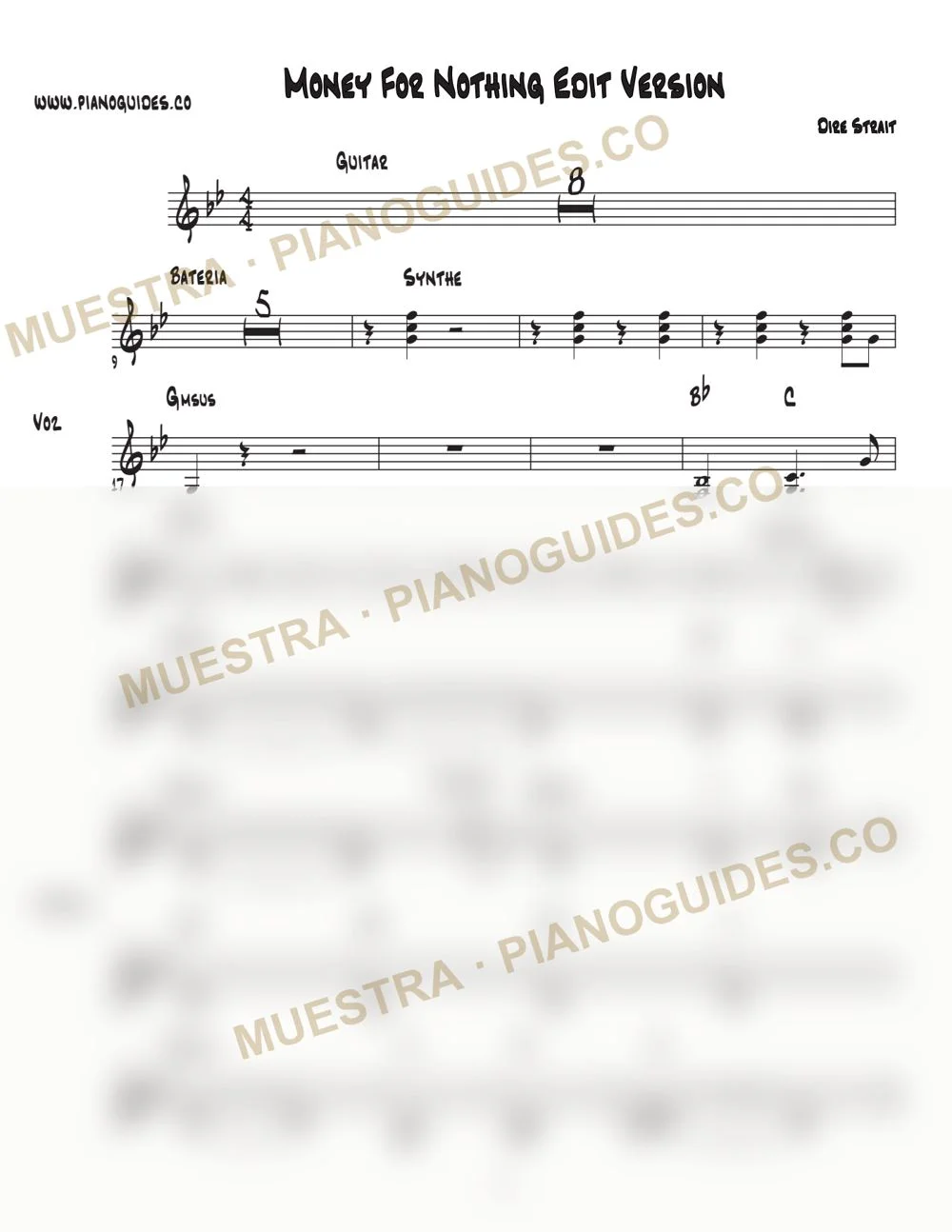 Primera página de la guía Money For Nothing (Edit Version)