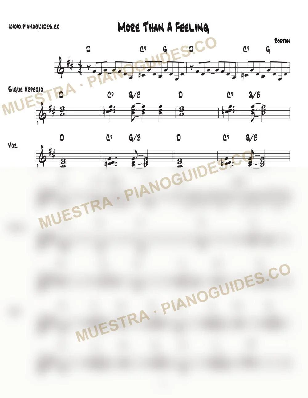 Primera página de la guía More Than A Feeling