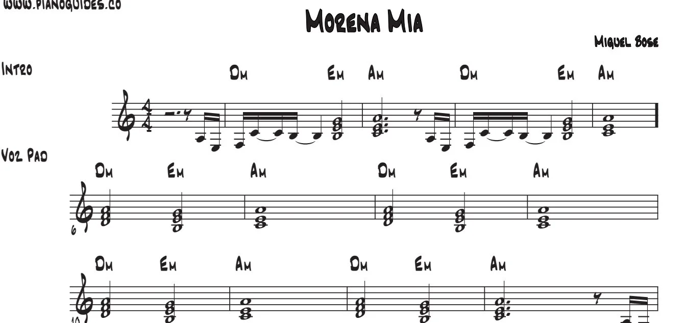Título y primeras líneas de la guía de Morena Mía