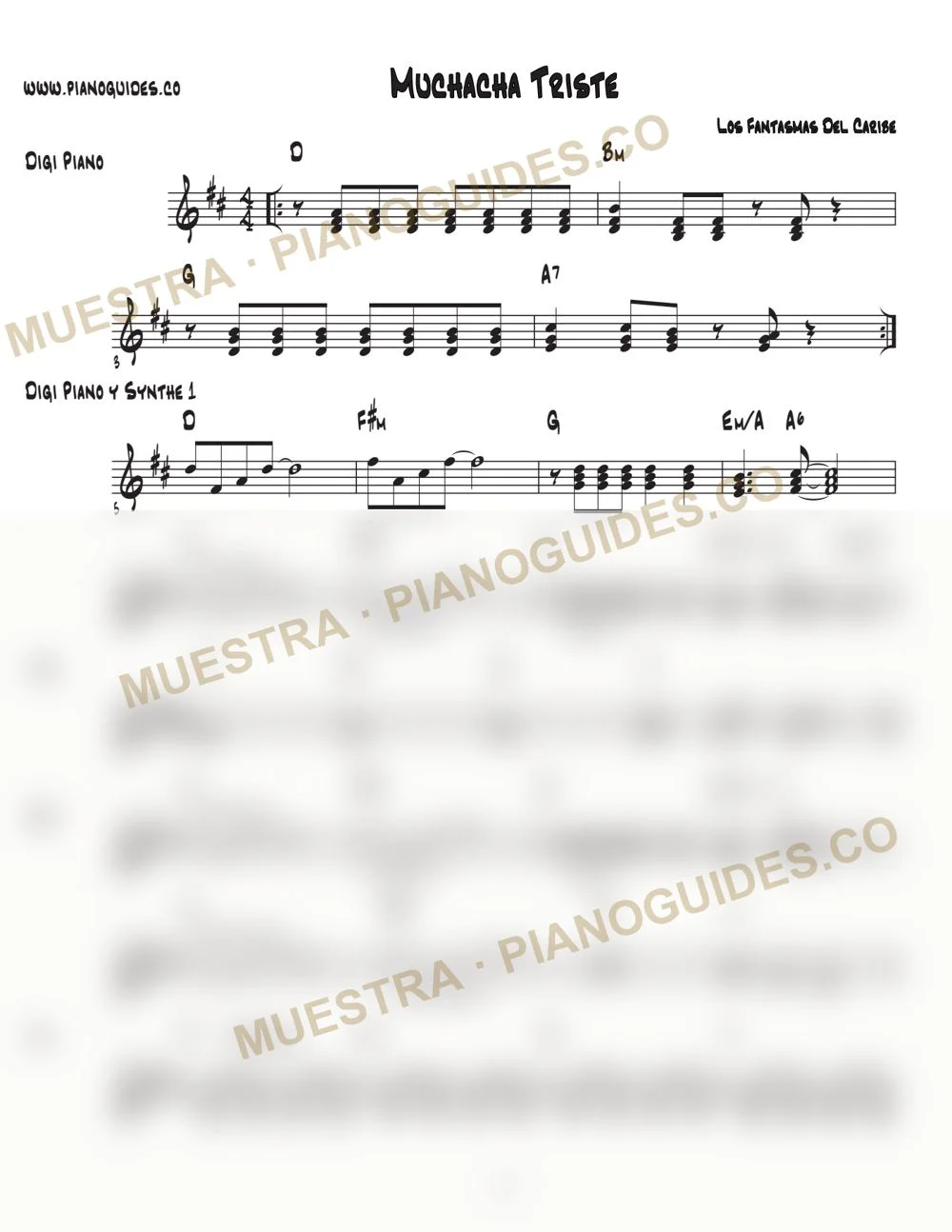 Primera página de la guía Muchacha Triste