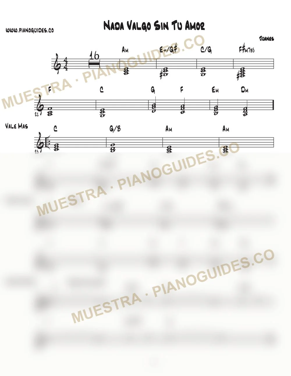 Primera página de la guía Nada Valgo Sin Tu Amor