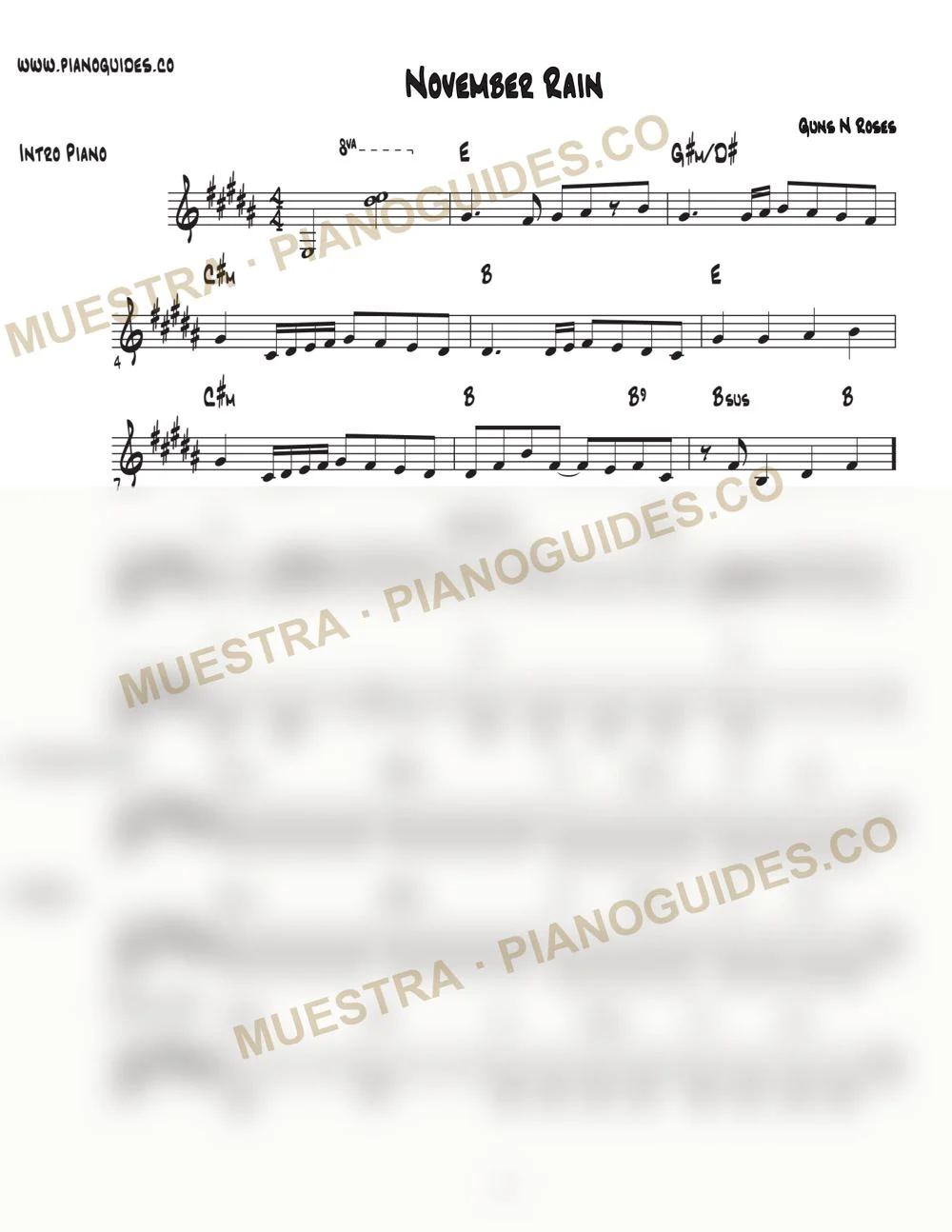 Primera página de la guía November Rain