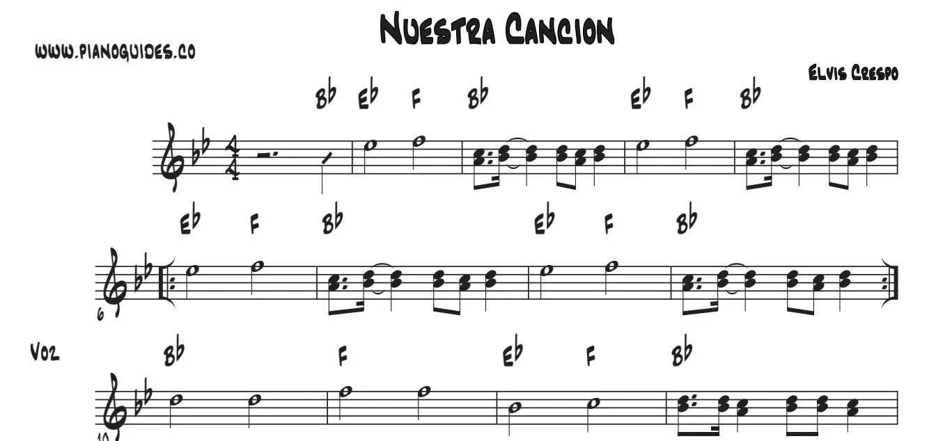 Título y primeras líneas de la guía de Nuestra Canción