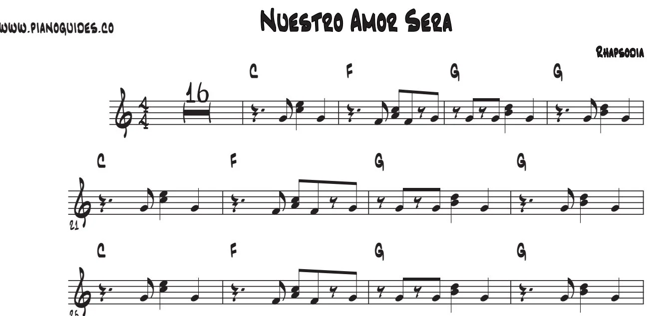 Título y primeras líneas de la guía de Nuestro Amor Será