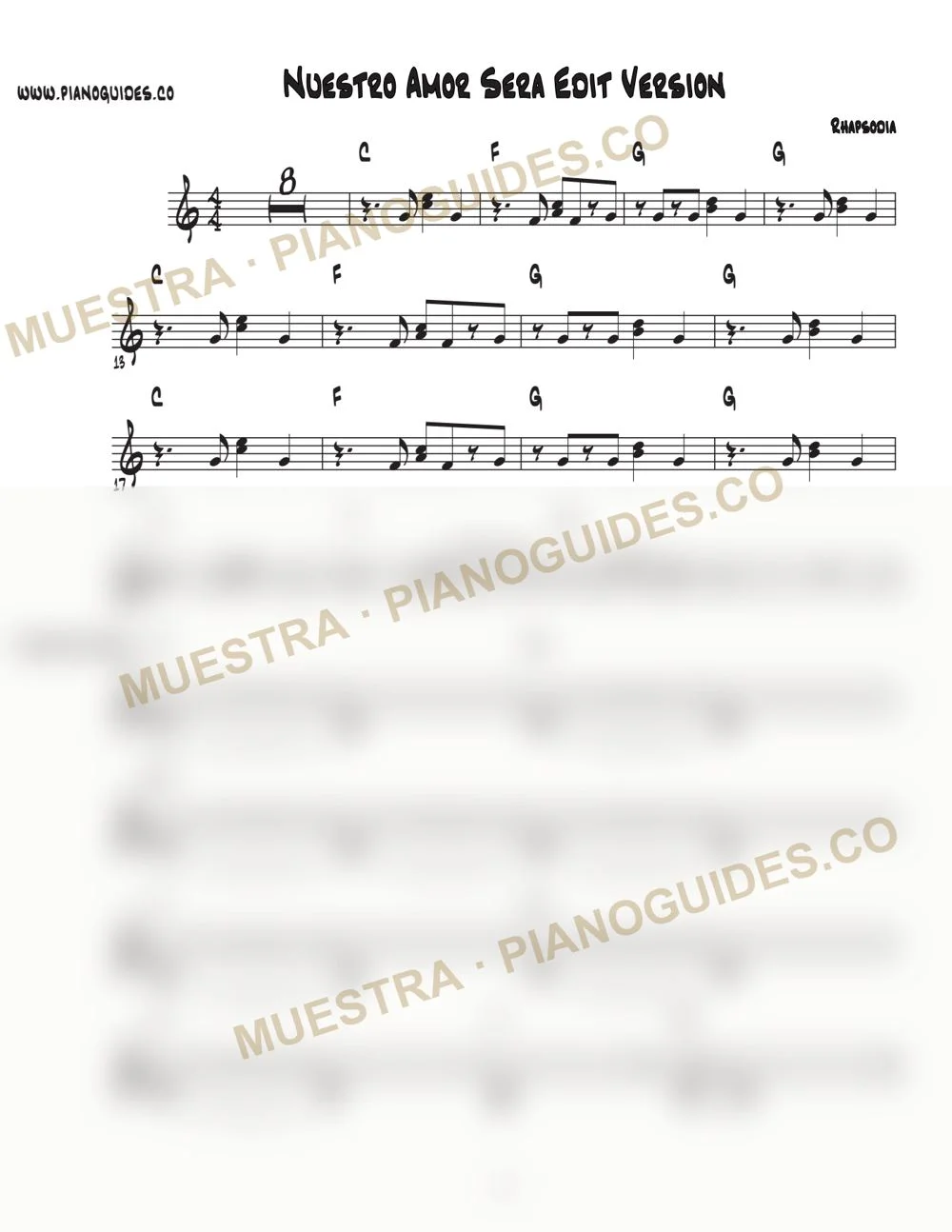 Primera página de la guía Nuestro Amor Será (Edit Version)