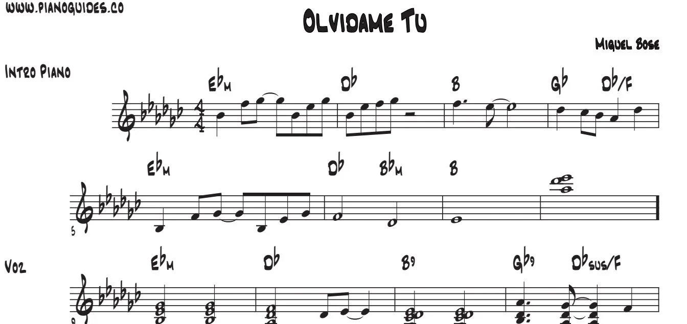 Título y primeras líneas de la guía de Olvídame Tú