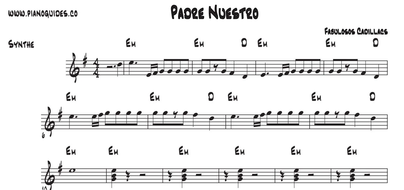 Título y primeras líneas de la guía de Padre Nuestro