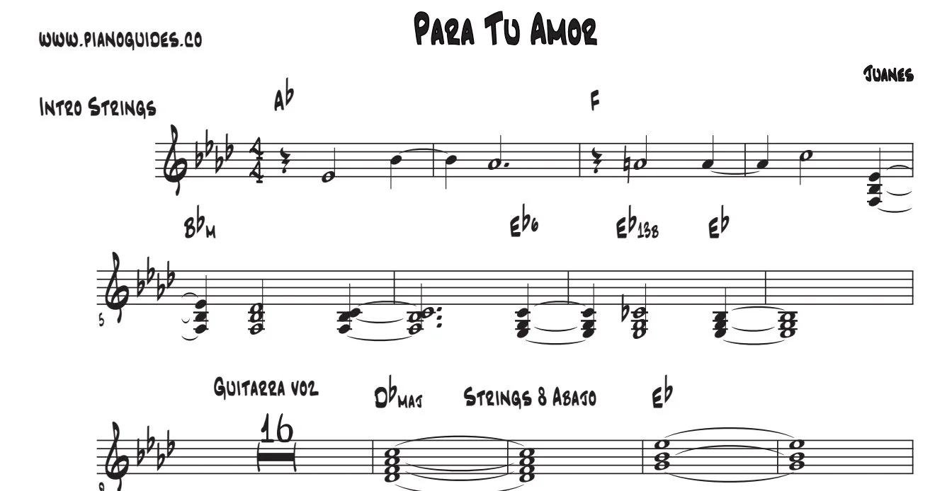 Título y primeras líneas de la guía de Para Tu Amor
