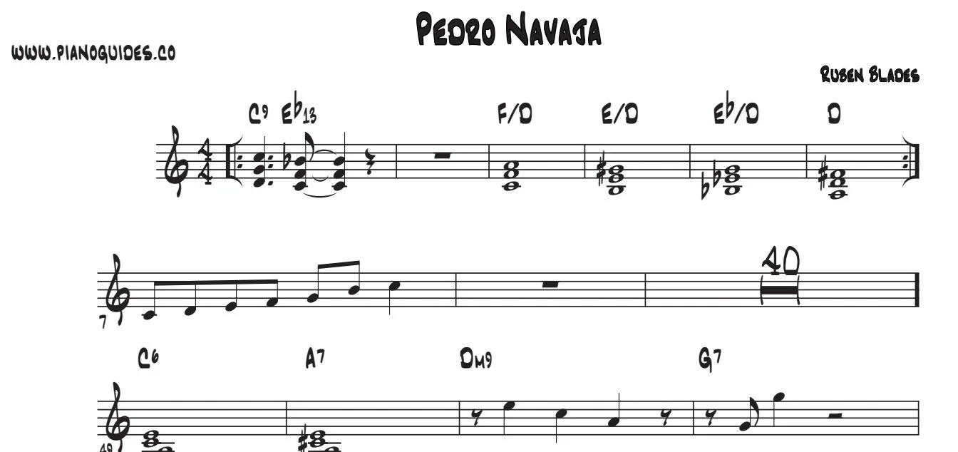 Título y primeras líneas de la guía de Pedro Navaja