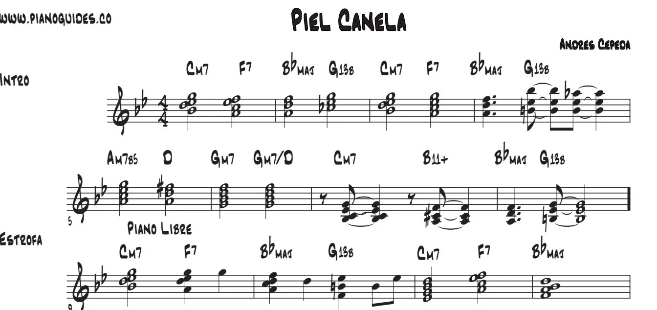Título y primeras líneas de la guía de Piel Canela