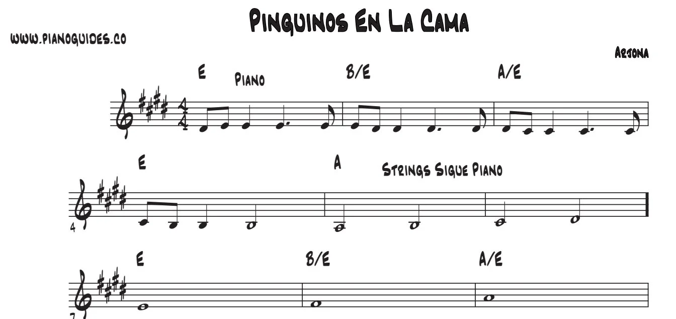 Título y primeras líneas de la guía de Pingüinos En La Cama