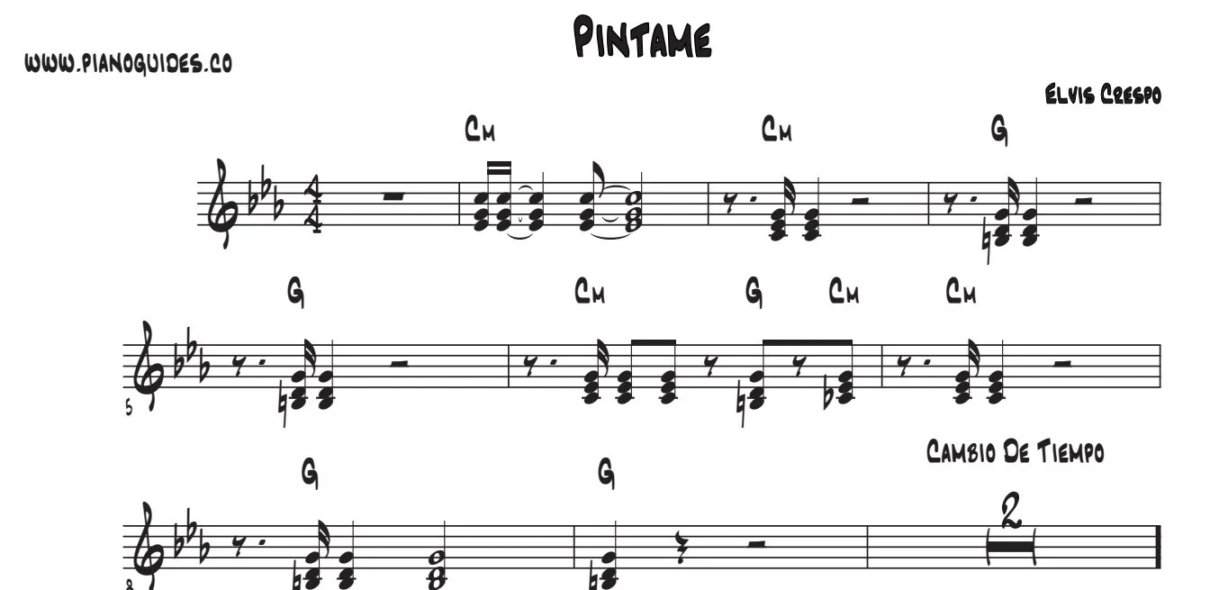 Título y primeras líneas de la guía de Píntame