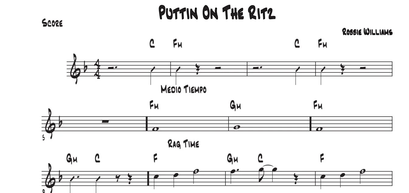 Título y primeras líneas de la guía de Puttin' On The Ritz