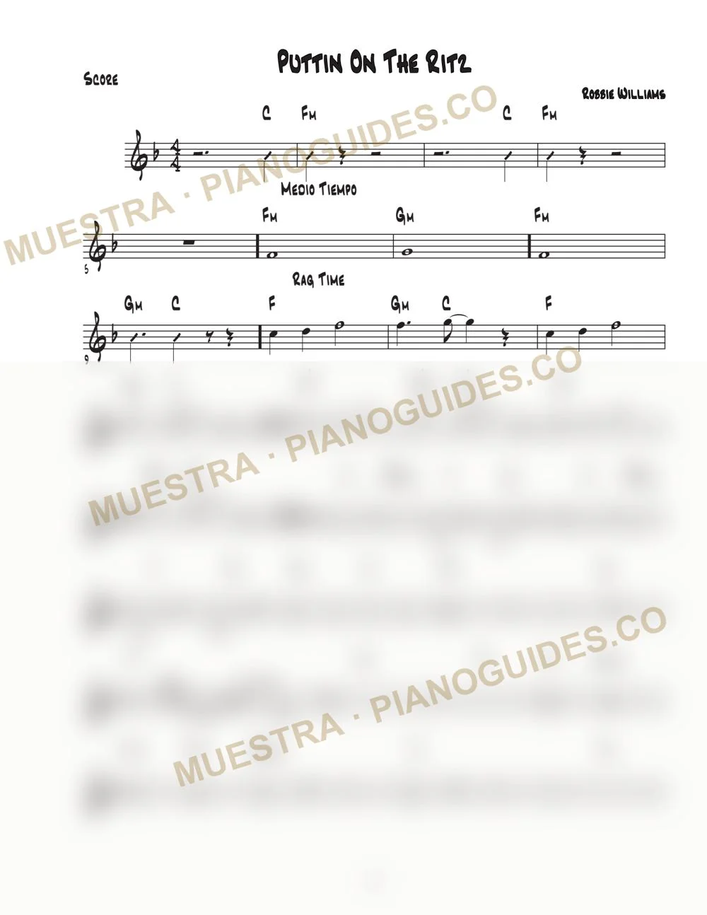 Primera página de la guía Puttin' On The Ritz