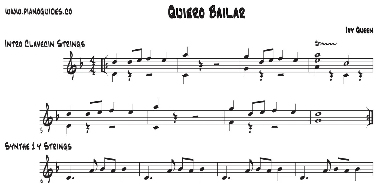 Título y primeras líneas de la guía de Quiero Bailar
