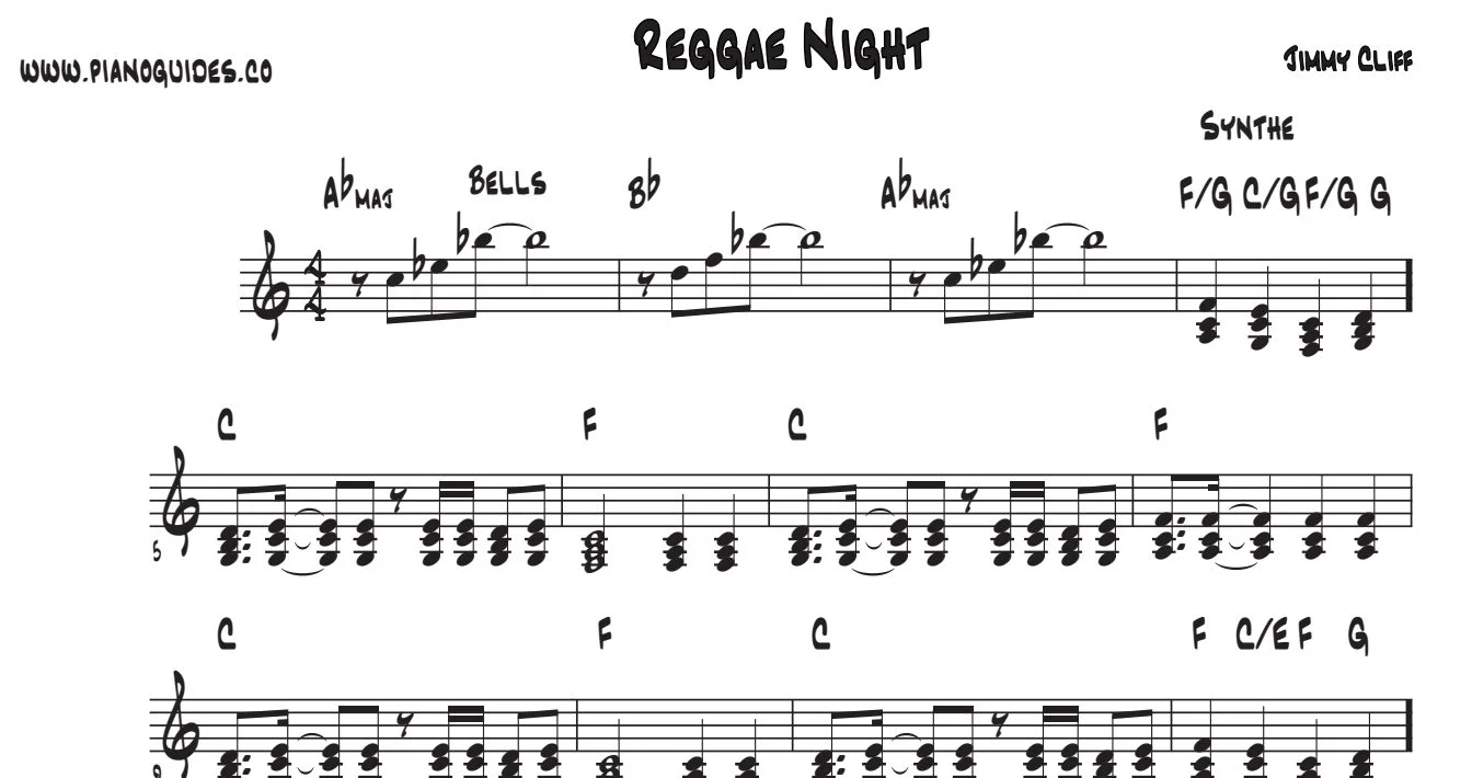 Título y primeras líneas de la guía de Reggae Night