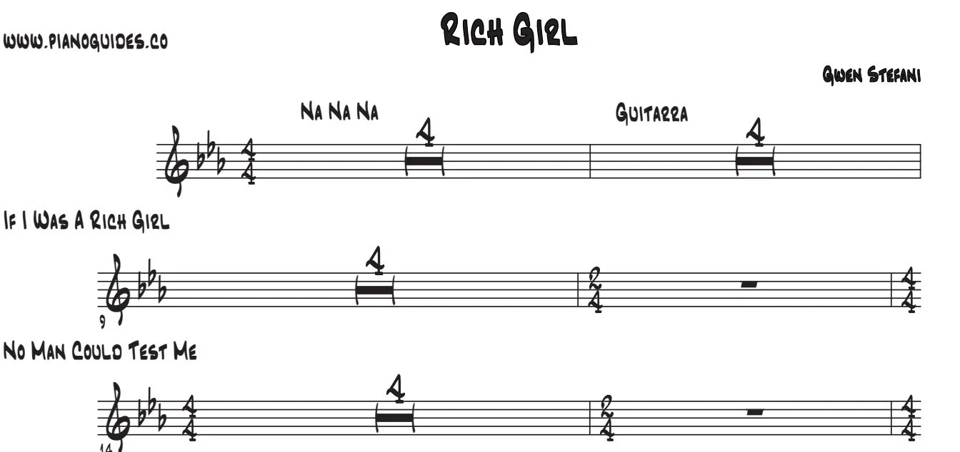 Título y primeras líneas de la guía de Rich Girl