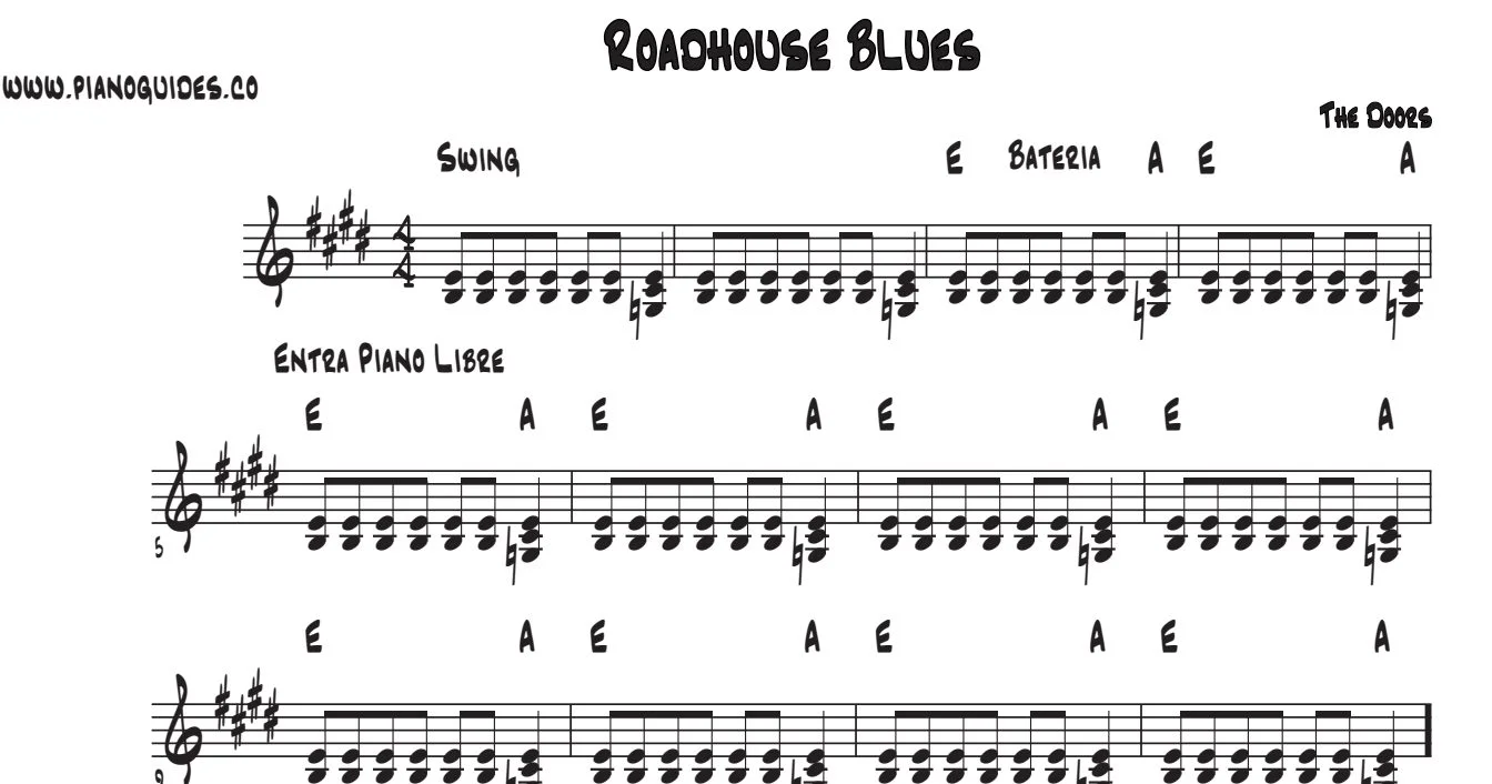 Título y primeras líneas de la guía de Roadhouse Blues