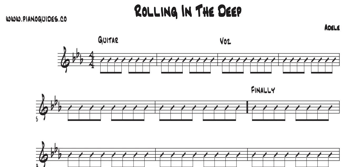 Título y primeras líneas de la guía de Rolling In The Deep