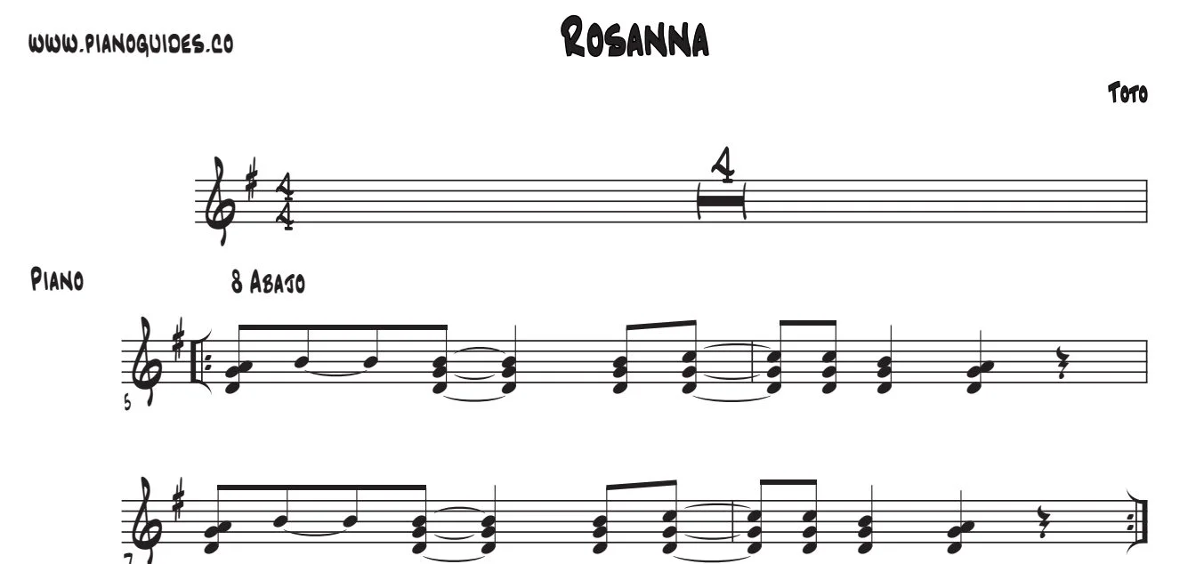 Título y primeras líneas de la guía de Rosanna