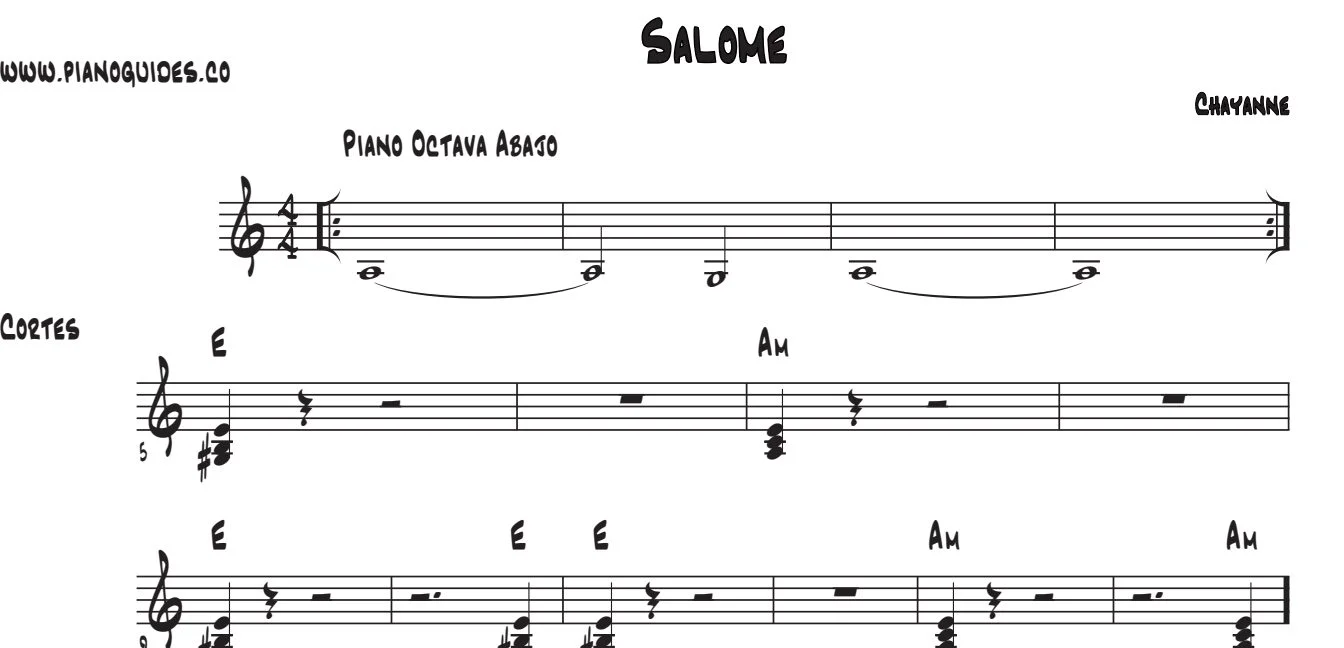 Título y primeras líneas de la guía de Salomé