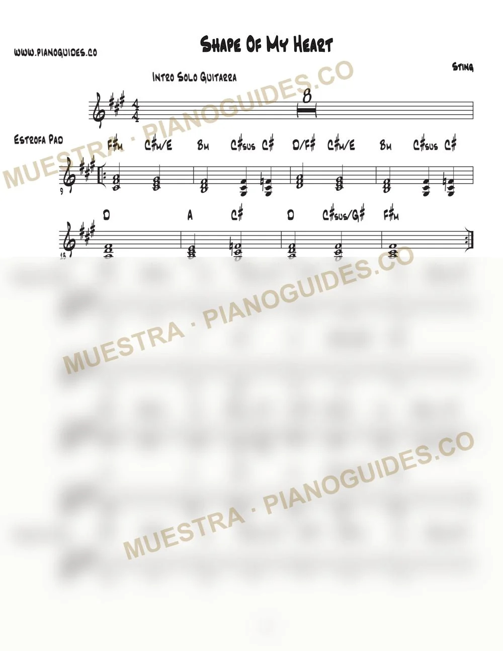Primera página de la guía Shape Of My Heart
