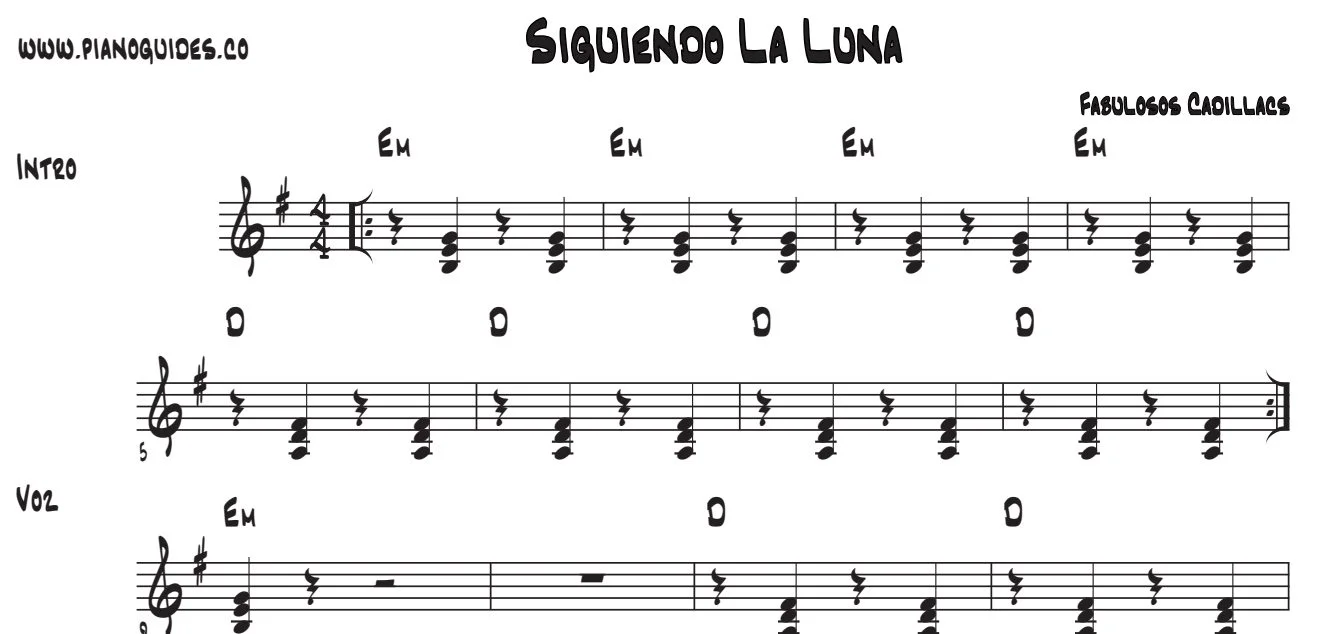 Título y primeras líneas de la guía de Siguiendo La Luna