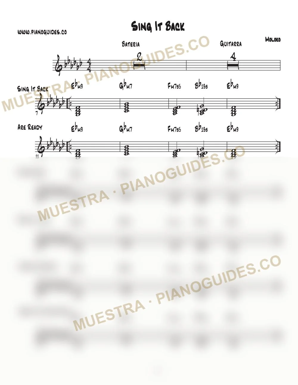 Primera página de la guía Sing It Back