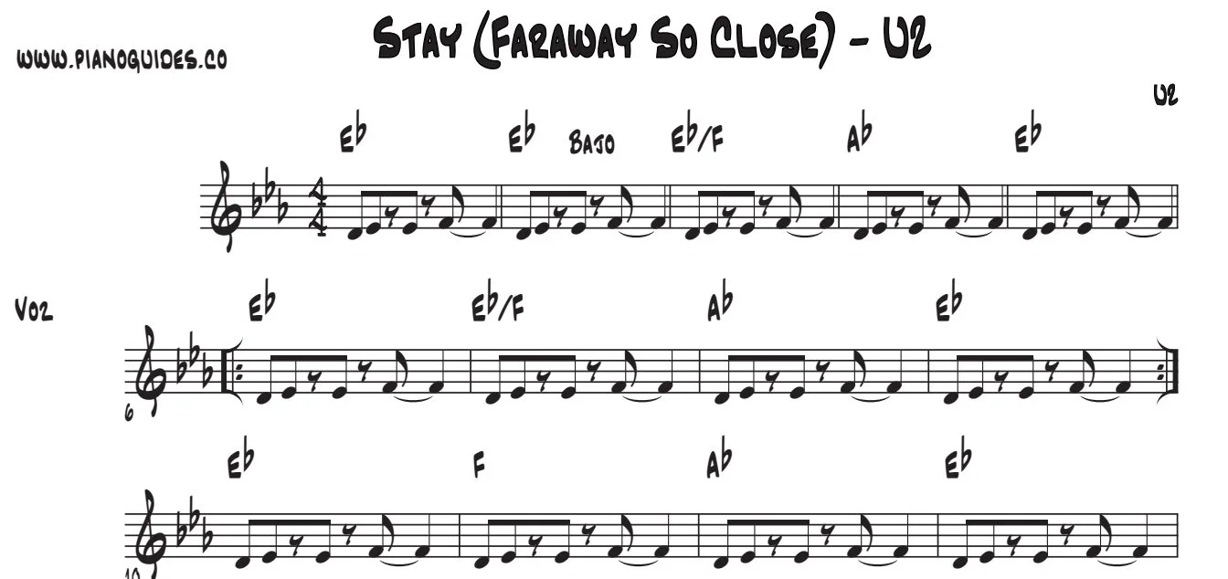 Título y primeras líneas de la guía de Stay (Faraway So Close)