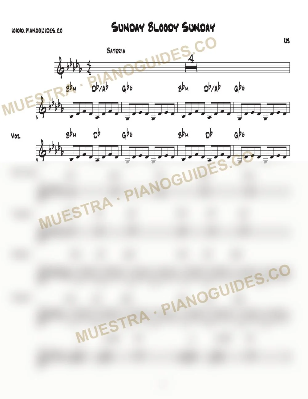 Primera página de la guía Sunday Bloody Sunday