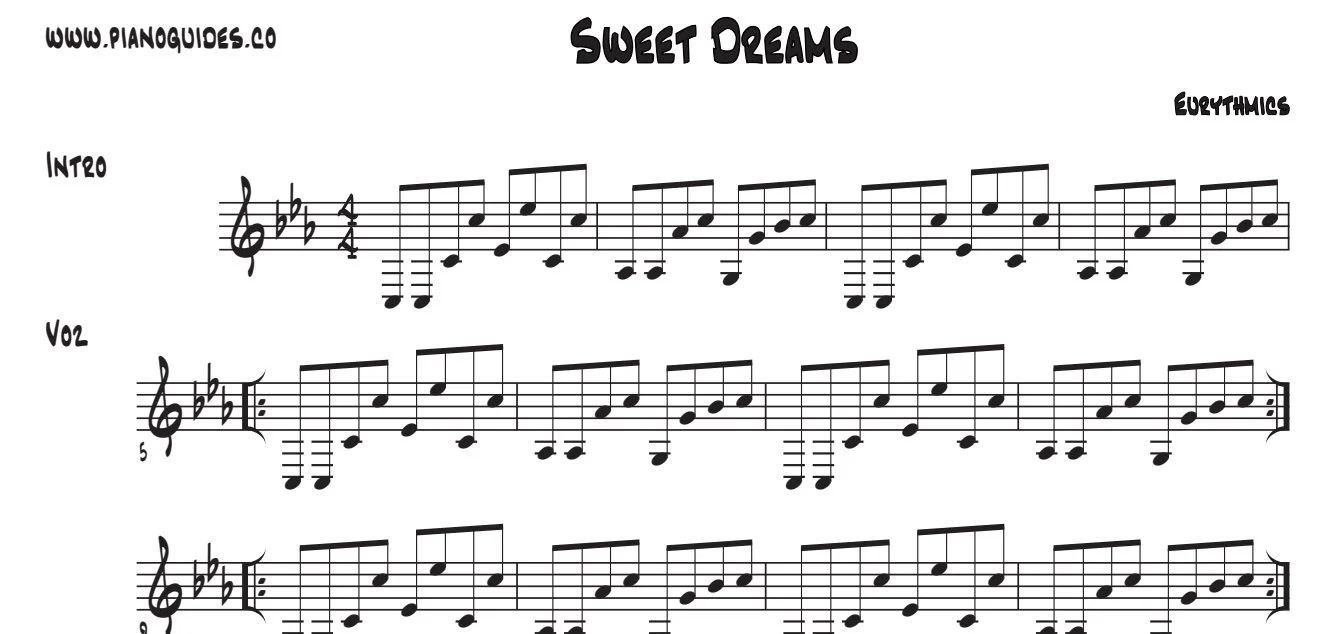 Título y primeras líneas de la guía de Sweet Dreams