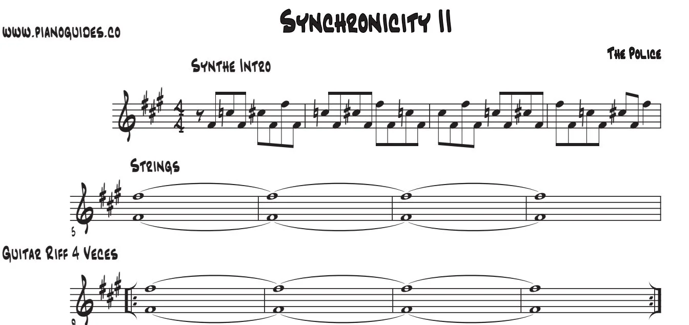Título y primeras líneas de la guía de Synchronicity II