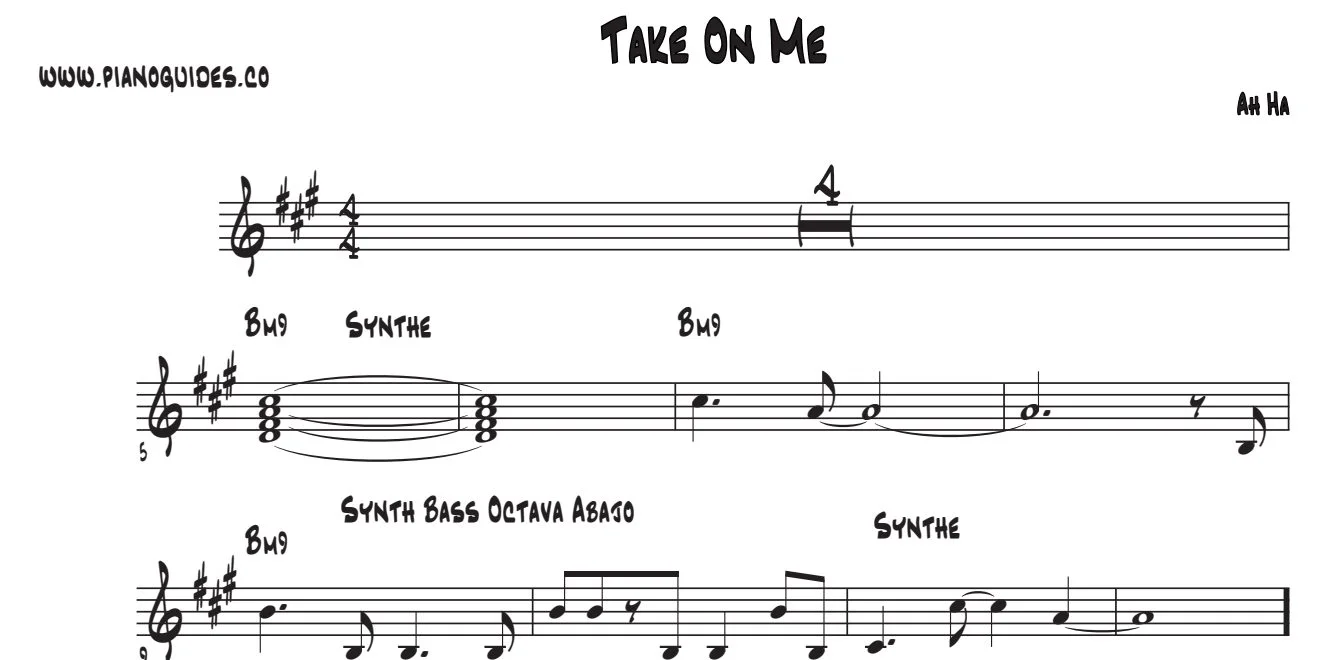 Título y primeras líneas de la guía de Take On Me