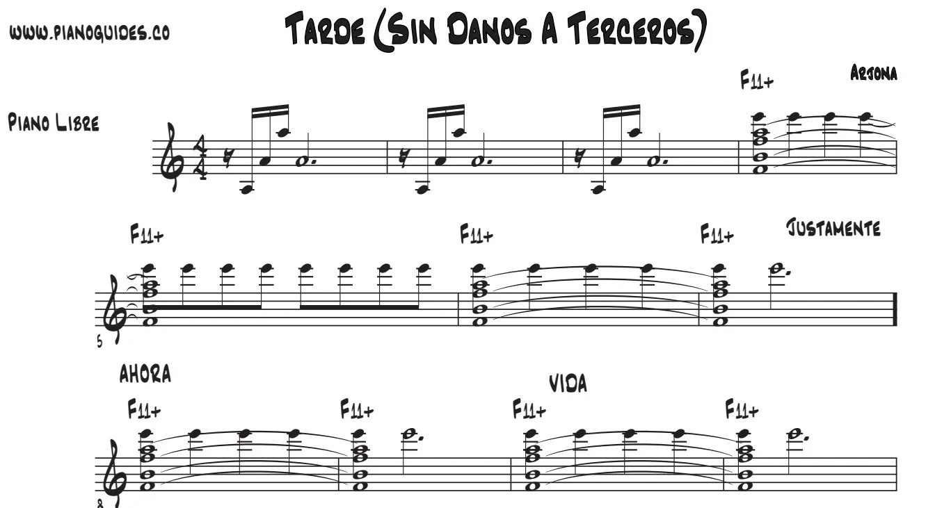 Título y primeras líneas de la guía de Tarde (Sin Daños A Terceros)